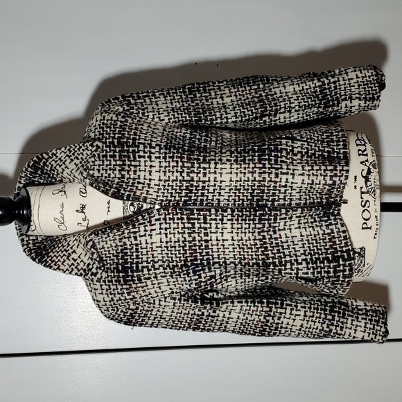 Jones New York- Women's Multi-Color Tweed Virgin wool Suit coat blazer Zip Sz.14 - Picture 1 of 6